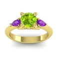 thumbnail image 1 of 2.50 Ct Round Shape Peridot & Amethyst Gemstone Trendy Anniversary Ring for her Solid 14K Yellow Gold Size 6.5 by Diamond-Capitals, 1 of 8