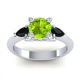 thumbnail image 1 of 2.50 Ct Round Shape Peridot & Black Onyx Gemstone Unique Engagement Ring for her Solid 14K White Gold Size 6.5 by Diamond-Capitals, 1 of 8
