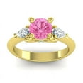 thumbnail image 1 of 2.50 Ct Round Shape Pink Sapphire Gemstone Natural Diamond Sparkle Anniversary Ring for her Solid 14K Yellow Gold Size 6.5 by Diamond-Capitals, 1 of 8