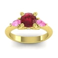 thumbnail image 1 of 2.50 Ct Round Shape Red Ruby & Pink Sapphire Gemstone Unique Wedding Ring for Women Solid 14K Yellow Gold Size 3.5 by Diamond-Capitals, 1 of 8