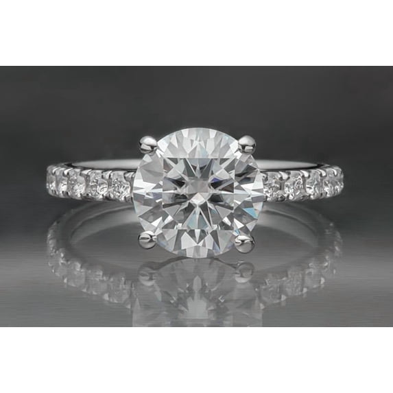 2.50 Ct Stunning Round Real Natural Moissanite Diamond Engagement Rings for Women Fine 14K White Gold