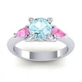 thumbnail image 1 of 2.50 Ct Stylish Round Cut Aquamarine & Pink Sapphire Gemstone Anniversary Ring for Women Solid 18K White Gold Size 8 by Diamond-Capitals, 1 of 8