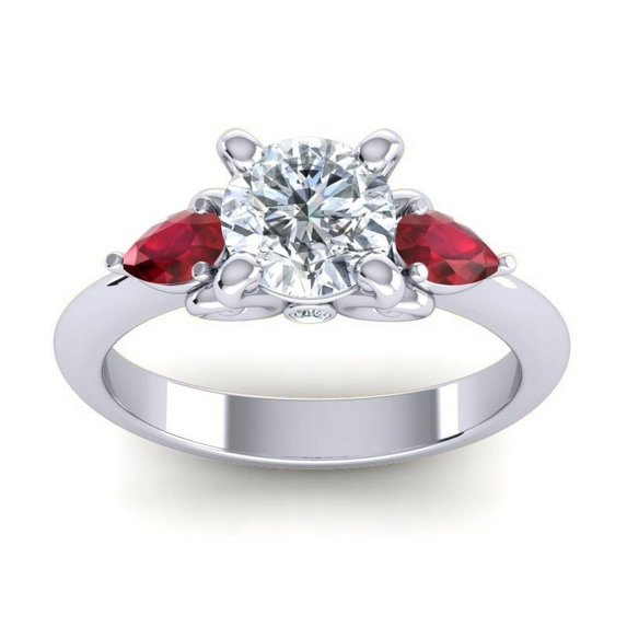 2.50 Ct Stylish Round Cut Natural Diamond Red Ruby Gemstone Wedding Ring for Women Solid 18K White Gold Size 8 by Diamond-Capitals
