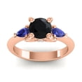 thumbnail image 1 of 2.50 Ct Wonderful Round Shape Black Onyx & Blue Sapphire Gemstone Anniversary Ring for her Solid 14K Rose Gold Size 6.5 by Diamond-Capitals, 1 of 8