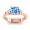 thumbnail image 1 of 2.50 Ct Wonderful Round Shape Blue Topaz Natural Diamond Gemstone Anniversary Ring for her Solid 14K Rose Gold Size 6.5 by Diamond-Capitals, 1 of 8