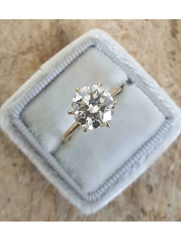 2.50 Cts Certified D Colorless Moissanite, 18K White Gold Plated 6 Prong Solitaire Engagement Ring, Wedding Ring , Anniverary Ring, Promise Ring