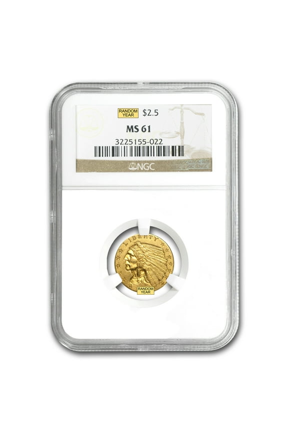 $2.50 Indian Gold Quarter Eagle MS-61 NGC