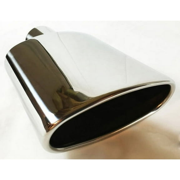 2.50" Inlet Exhaust Tip 6.0 X 2.25" Outlet 9.0" Long Rolled Oval Angle Polished 304 Stainless Steel WOVAL6002509-250-HP-SS Wesdon Exhaust Tip