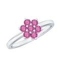 thumbnail image 1 of Rosec Jewels Natural Pink Tourmaline Flower Promise Ring for Women - AAA Quality - Pink Flower Ring - Ready to Gift, 925 Sterling Silver, US 5.00, 1 of 9