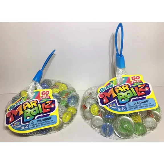 (2) 50 Pack Glass marbles With Jumbo Shooter!! MAR BALLZ JA-RU