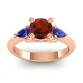 thumbnail image 1 of 2.50 T.C.W Elegant Round Shape Garnet & Blue Sapphire Gemstone Wedding Ring for her Solid 14K Rose Gold Size 5.5 by Diamond-Capitals, 1 of 8