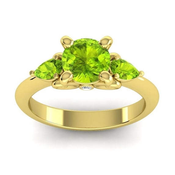 2.50 T.C.W Latest Design Round Cut Peridot Gemstone Ring for Birthday Gift Solid 18K Yellow Gold Size 9 by Diamond-Capitals