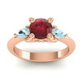 thumbnail image 1 of 2.50 T.C.W Latest Design Round Cut Red Ruby & Aquamarine Gemstone Engagement Ring for Girls Solid 18K Rose Gold Size 9 by Diamond-Capitals, 1 of 8