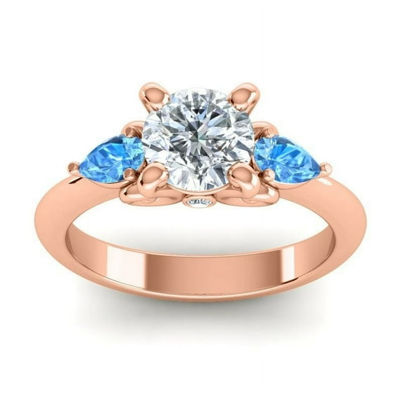 2.50 T.C.W Latest Round Cut Natural Diamond Blue Topaz Gemstone Engagement Ring for Ladies Solid 18K Rose Gold Size 9 by Diamond-Capitals