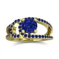 thumbnail image 1 of 2.50 T.C.W Round Cut Blue Sapphire Gemstone Beautiful Anniversary Ring for Ladies Solid 18K Yellow Gold Size 9 by Diamond-Capitals, 1 of 8