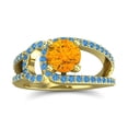 thumbnail image 1 of 2.50 T.C.W Round Cut Citrine & Blue Topaz Gemstone Beautiful Anniversary Ring for Ladies Solid 18K Yellow Gold Size 9 by Diamond-Capitals, 1 of 8