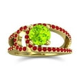 thumbnail image 1 of 2.50 T.C.W Round Cut Peridot & Red Ruby Gemstone Shiny Anniversary Ring for Ladies Solid 18K Yellow Gold Size 9 by Diamond-Capitals, 1 of 8