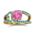 thumbnail image 1 of 2.50 T.C.W Round Cut Pink Sapphire & Blue Topaz Gemstone Beautiful Wedding Ring for Ladies Solid 18K Yellow Gold Size 9 by Diamond-Capitals, 1 of 8