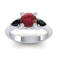 thumbnail image 1 of 2.50 T.C.W Round Cut Red Ruby & Black Onyx Gemstone Stylish Wedding Ring for Ladies Solid 18K White Gold Size 9 by Diamond-Capitals, 1 of 8
