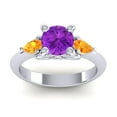 thumbnail image 1 of 2.50 T.C.W Round Shape Amethyst & Citrine Gemstone New Design Wedding Ring for her Solid 14K White Gold Size 5.5 by Diamond-Capitals, 1 of 8