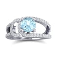 thumbnail image 1 of 2.50 T.C.W Round Shape Natural Diamond & Aquamarine Gemstone Wonderful Wedding Ring for her Solid 14K White Gold Size 5.5 by Diamond-Capitals, 1 of 8