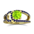 thumbnail image 1 of 2.50 T.C.W Round Shape Peridot & Blue Sapphire Gemstone Wonderful Bridal Ring for Women Solid 14K Yellow Gold Size 5.5 by Diamond-Capitals, 1 of 8