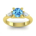 thumbnail image 1 of 2.50 T.C.W Sparkle Round Shape Blue Topaz Natural Diamond Gemstone Anniversary Ring for Women Solid 14K Yellow Gold Size 5.5 by Diamond-Capitals, 1 of 8