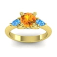 thumbnail image 1 of 2.50 T.C.W Sparkle Round Shape Citrine & Blue Topaz Gemstone Anniversary Ring for Ladies Solid 14K Yellow Gold Size 5.5 by Diamond-Capitals, 1 of 8