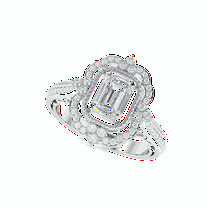 2.50 TCW Emerald Cut Halo Engagement Ring 10K White Gold