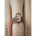 thumbnail image 1 of 2.50 carat Morganite and Black Diamond Trio Wedding Bridal Ring Set in 10k Rose Gold with Engagement Ring & 2 Wedding Bands, 1 of 2