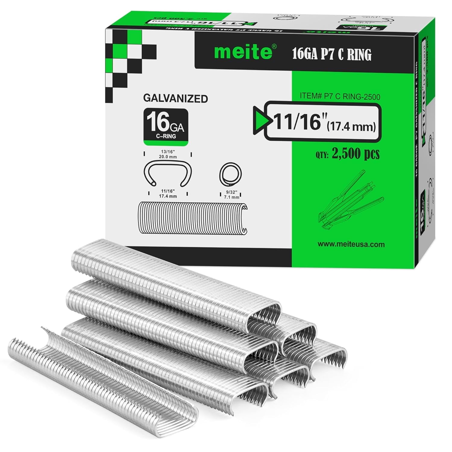 2,500 Counts Hog Rings 16 Gauge 11/16