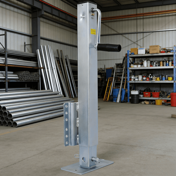 2,500 lbs Heavy Duty Trailer Jack Fixed Mount with Drop Leg, 28.6" Lift Travel, Side Wind Square Tube Jack for Marine Boat Utility Trailers, Bolt-On Mounting Hardware Included