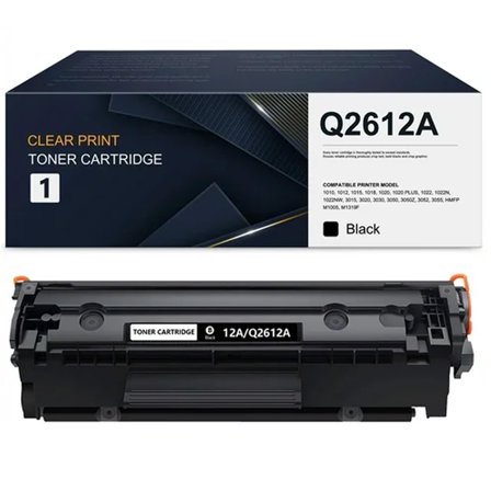 2,500 pages 1-Pack 12A Q2612A Black Toner Cartridge Compatible for HP 1010 1012 1015 Printer Ink