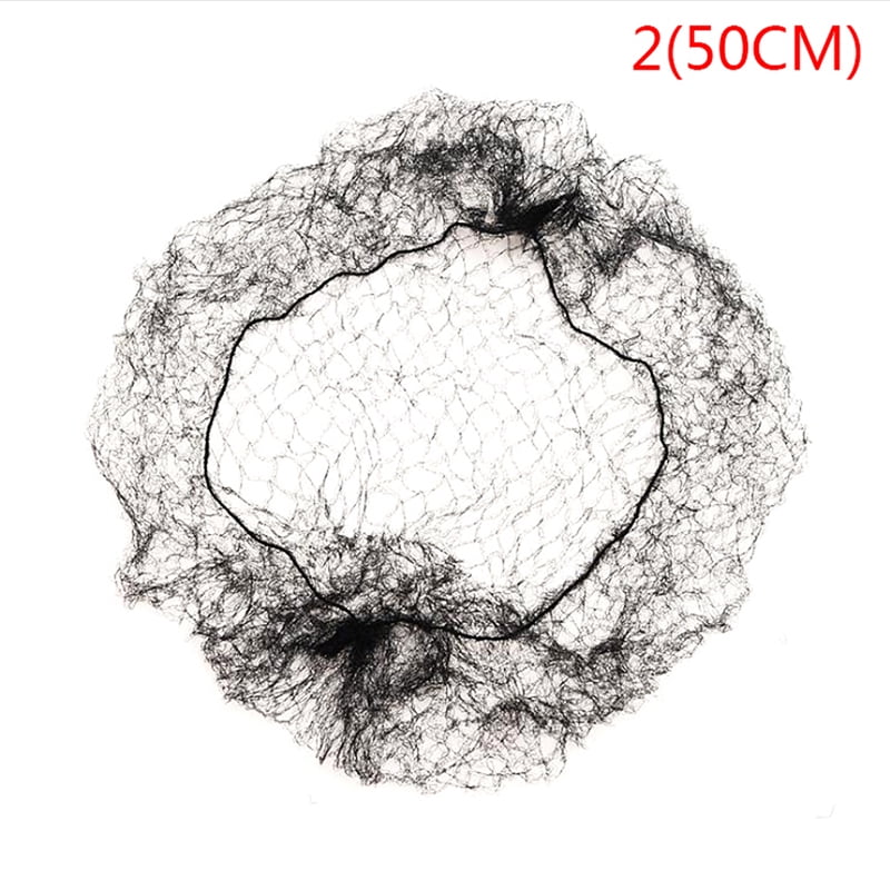 (2(50CM)) 100x Black Invisible Hair Nets Elastic Edge Mesh Stretch Cover