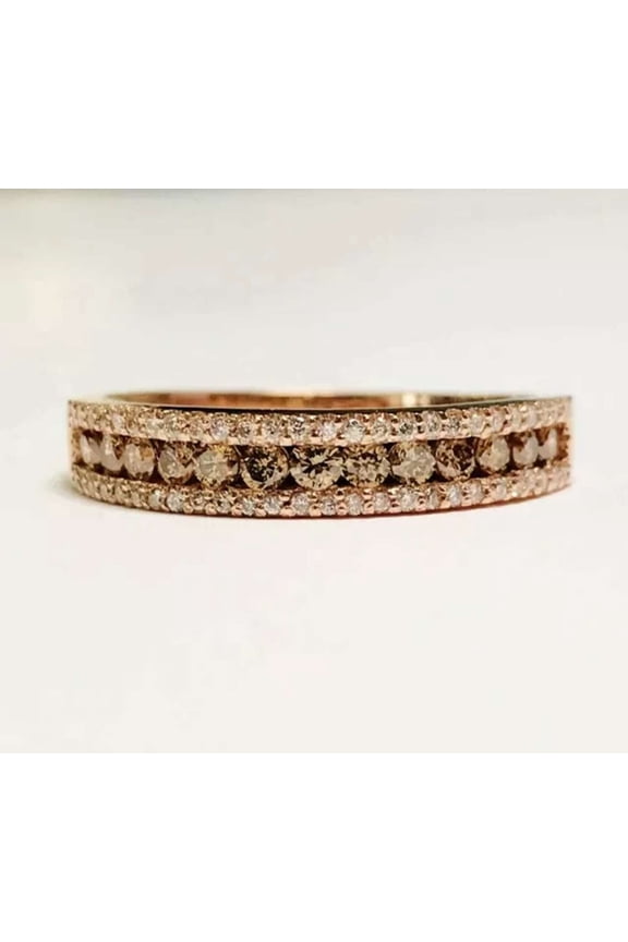 2.50CT Brown Simulated Diamond 925 Silver Engagement Ring 14k Rose Gold Plated