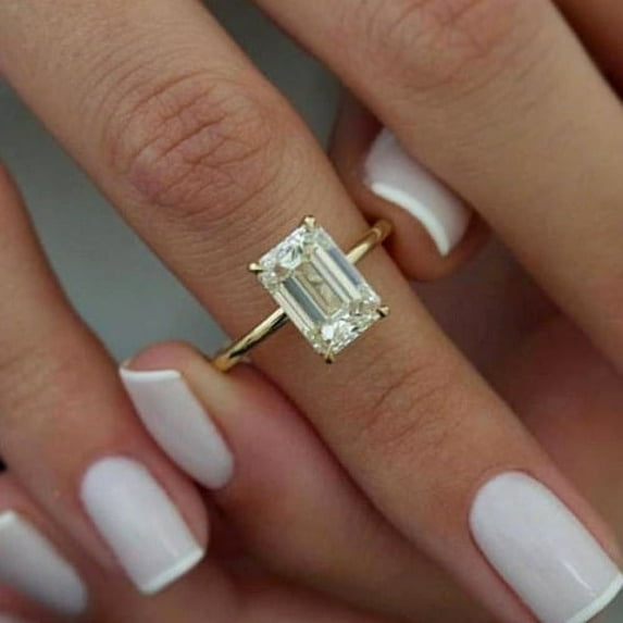 2.50CT Emerald Cut Lab Created Diamond Men's Wedding Ring 14k Yellow Gold Plated Silver
