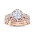 thumbnail image 1 of 2.50CT Moissanite Diamond Three-in-One Oval Halo Eternity Wedding Ring Set 10K Solid Rose Gold-10, 1 of 6