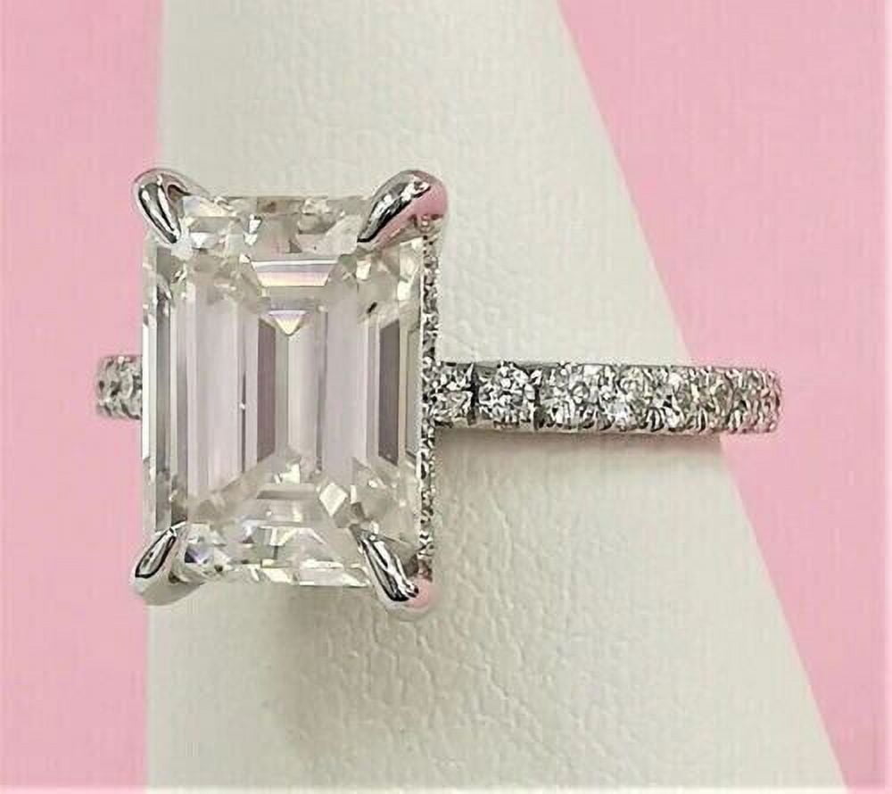 2.50Ct Emerald Cut Moissanite (VVS1/D) 14K White Gold Solitaire Ring for Women Gifts/Engagement
