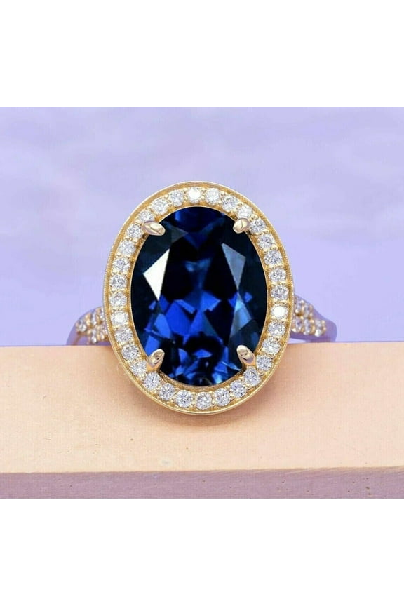 2.50Ct Oval Cut Lab Created Blue Sapphire Women's Wedding Pretty Band Ring 14k Yellow Gold Plated