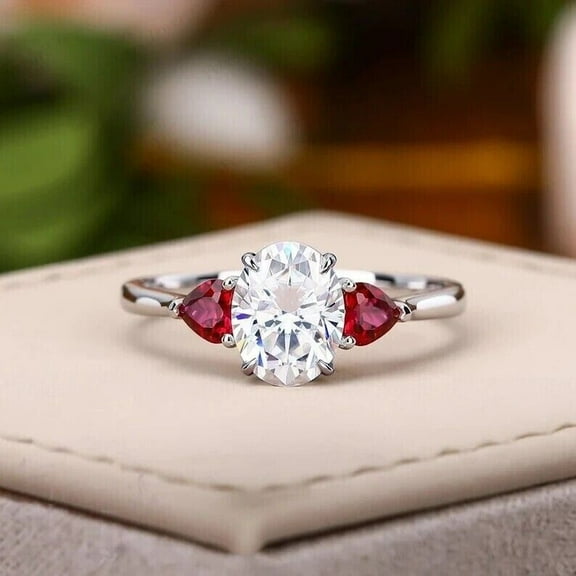 2.50Ct Oval Cut Lab Created Diamond Women's Engagement Ring 14K White Gold Plated