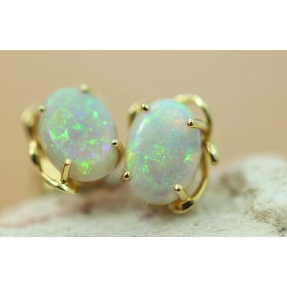 2.50Ct Oval Cut Simulated Fire Opal Women's Earrings 14K Yellow Gold Plated