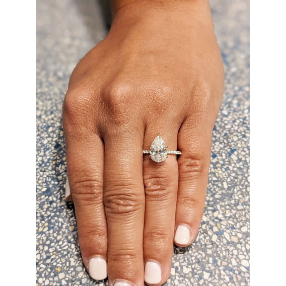2.50Ct Pear Cut Real Moissanite Diamond Engagement Ring 14K Yellow Gold Plated