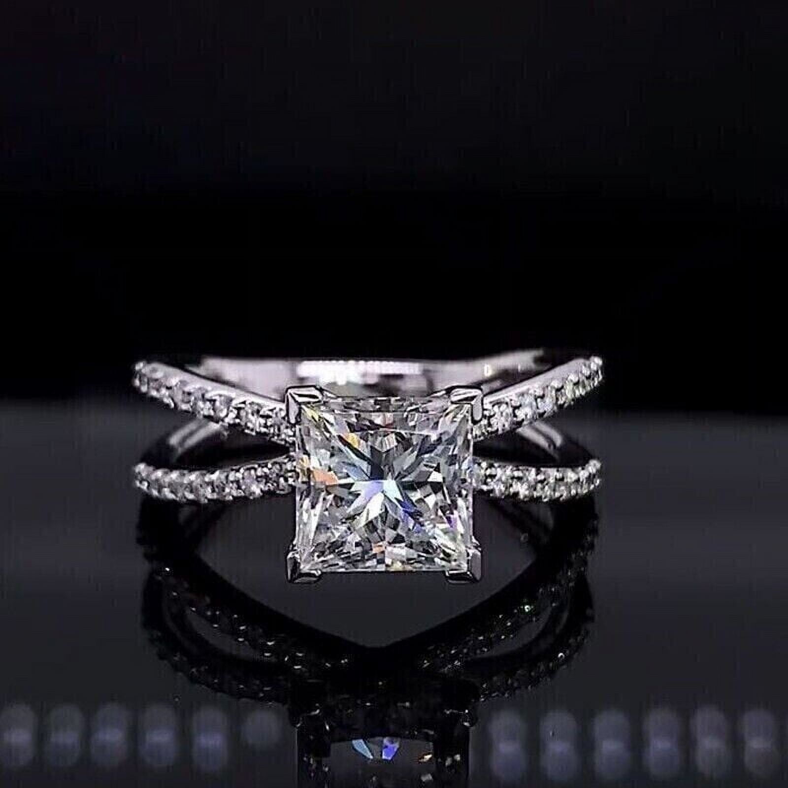 2.50Ct Princess Cut Moissanite (VVS1/D) 14K White Gold Solitaire Ring for Women Gifts/Engagement