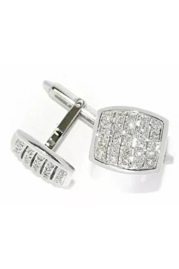 2.50Ct Round Cut Lab Created Diamond Men's Cufflinks 14K White Gold Plated