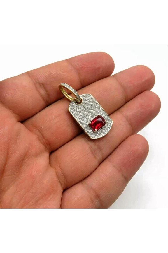 2.50Ct Round Cut Lab Created Diamond Men's Dog Tag Pendant 14K Yellow Gold Plated 18''