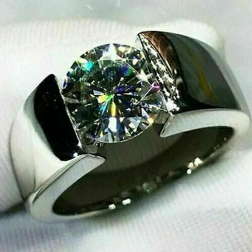 2.50Ct Round Cut Lab Created Diamond Men's Engagement Ring 14K White Gold Plated