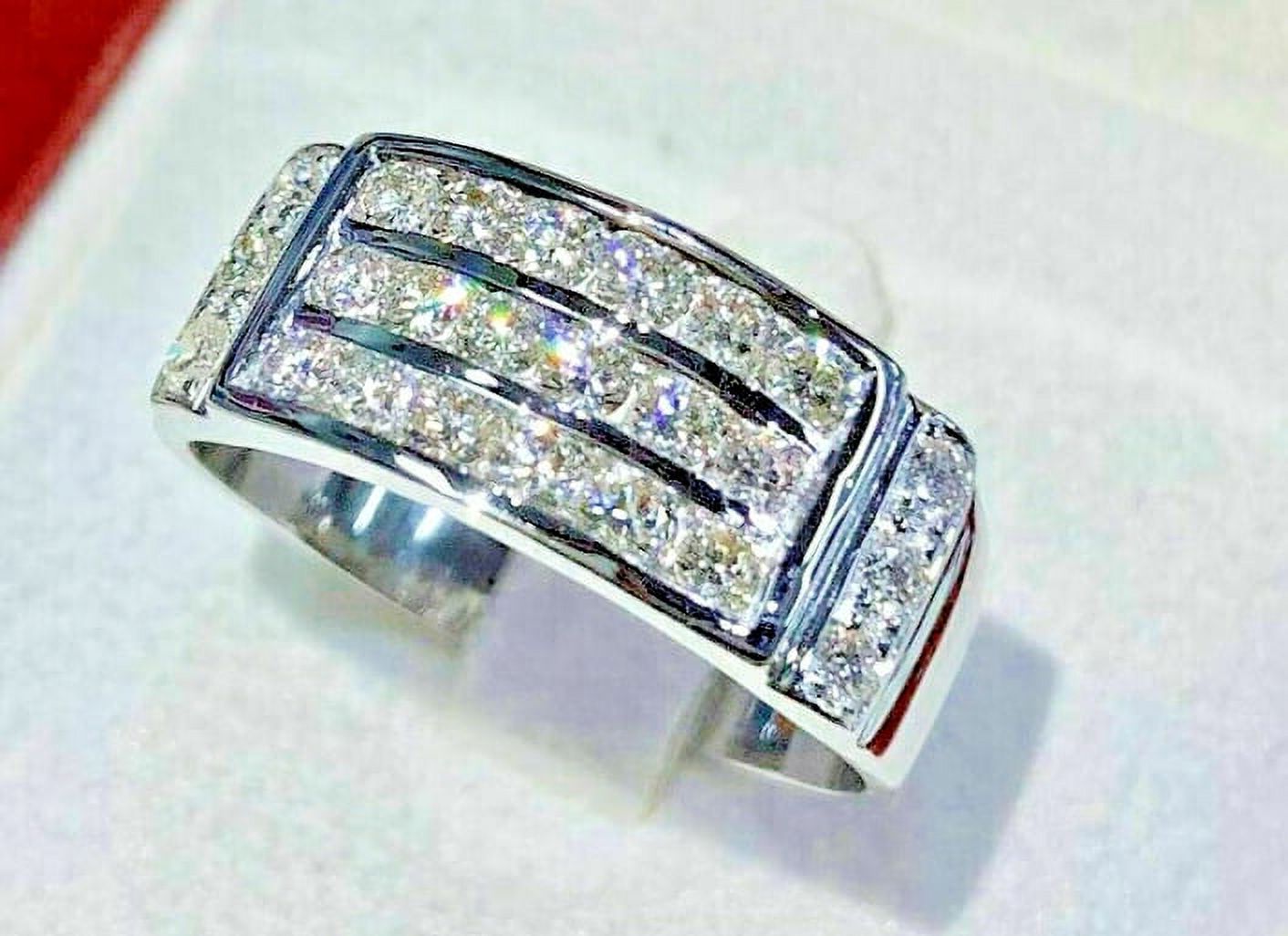 SAJEWELS 2.50Ct Round Cut Lab Created Diamond Men's Engagement Ring 14k White Gold Plated