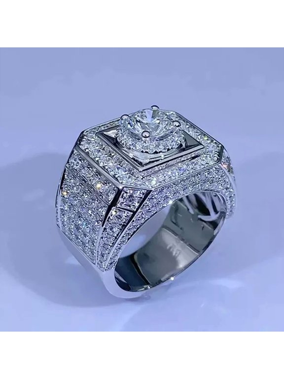 2.50Ct Round Cut White Diamond Simulsted Men's Pinky Ring 14K White Gold Plated