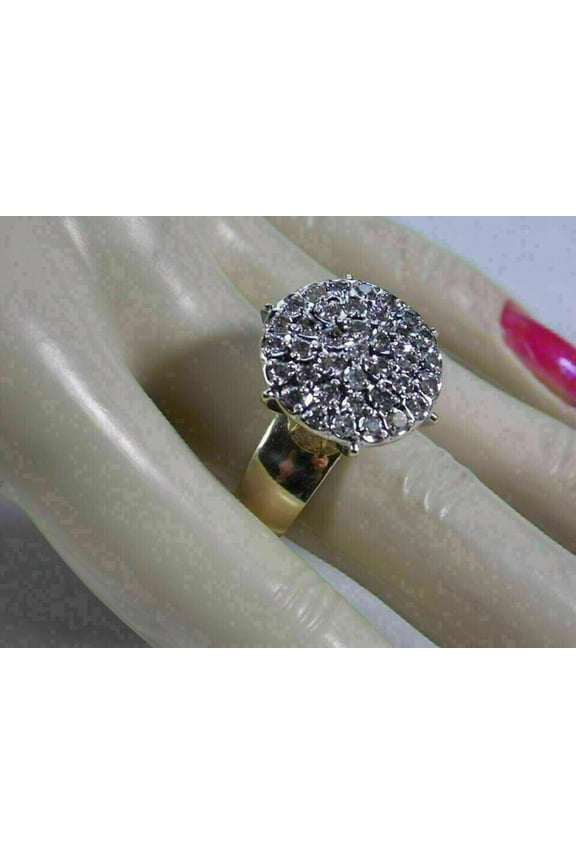 2.50Ct Round Lab-Created Cluster Diamond Engagement Womens Ring 14K Yellow Gold Plated