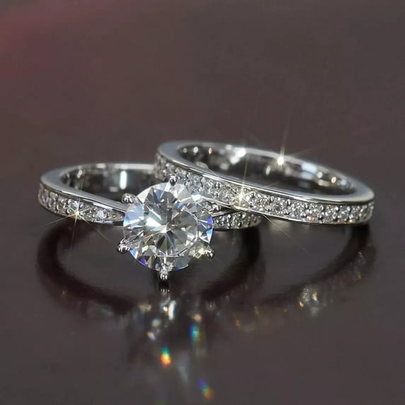 2.50Ct Round Lab Created Diamond Prapose Bridal Set Wedding Ring 14k White Gold Plated